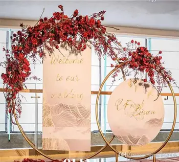 Prispôsobiť DIY svadobné dekor kovaného železa krúžok arch pozadí jeden pól arch dvere vonkajšie trávnik hodvábneho kvetu dvere police stojana