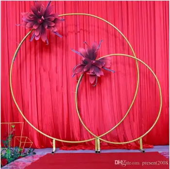 Prispôsobiť DIY svadobné dekor kovaného železa krúžok arch pozadí jeden pól arch dvere vonkajšie trávnik hodvábneho kvetu dvere police stojana