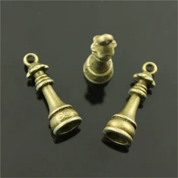 12pcs/veľa Šach Kráľovná Prívesok Charms DIY Kovové Šperky, Takže 2 Farby Antique Silver Farba Antickej Bronzovej Farbe 23x8mm