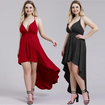 Ženy plus veľkosť gallus šaty black red asymetrie módne šaty