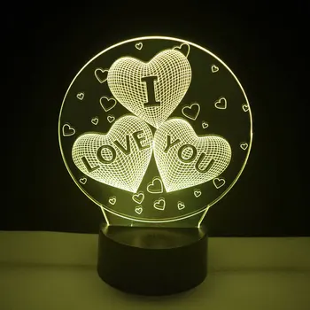 3D LED Lampy, Nočné Svetlo Luminaria USB Touch stolná lampa I LOVE YOU 7 Farieb Zmena Stolná Lampa Pre Spálne Domáce Dekorácie, Darčeky