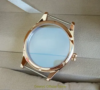 Sapphire crystal 44 mm 316L Nerezovej ocele hodinky elektrolyticky pokrývajú 18K rose gold fit ETA 6497/6498 pohyb 012A
