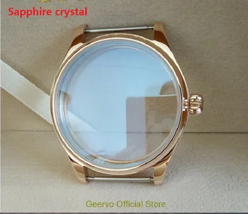 Sapphire crystal 44 mm 316L Nerezovej ocele hodinky elektrolyticky pokrývajú 18K rose gold fit ETA 6497/6498 pohyb 012A