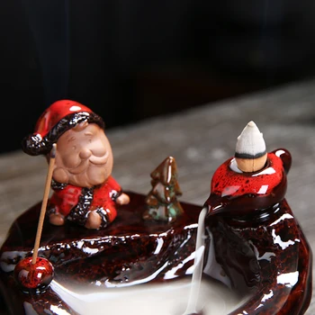 Vianočné spätnou kadidlo horák držiteľ dymu vodopád kadidlo palice držiteľ keramické lopatku santa claus dekor