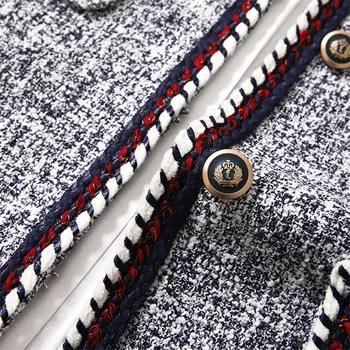 Ručné Luxusné Sako Obleky pre Ženy Móda Tkanie Tweed Kontrastný pás s nástrojmi Šortky Blejzre Kabát