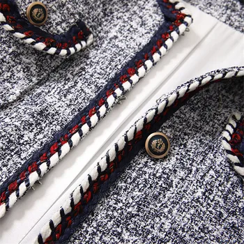 Ručné Luxusné Sako Obleky pre Ženy Móda Tkanie Tweed Kontrastný pás s nástrojmi Šortky Blejzre Kabát