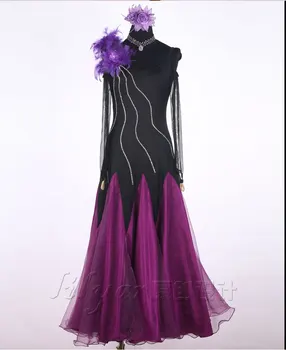 Tanečná sála súťaže tanečné kostýmy fialová troch-dimenzionální kvet dvojitého kyvadla vŕtačka pre ženy