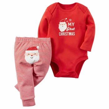 Baby Dievčatá Vianočné Romper Dievča Prúžok Dlhé Nohavice Novorodenca Oblečenie Chlapec Vianočné Oblečenie Set Dieťa Trakmi, Chlapci Vianočné Pyžamá