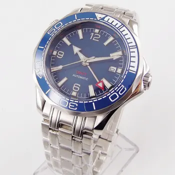 BLIGER GMT Mužov Náramkové hodinky GMT Dátum Automatický Pohyb Ocele Kapela Otáčanie Panelu