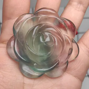1pcs Prírodné Zelené Fluorite Rose Tvarované Ručne Vyrezávané Crystal Kvet Kamene Liečivé Dekor Prírodné Kryštály Kremeňa náhodný