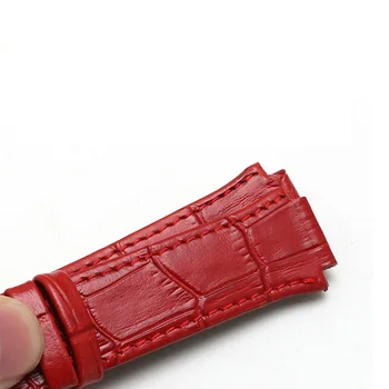 Originálne Kožené Stap 21x14mm Vypuklé rozhranie Náramok Pre 5027127 5027131 5080602 5096008 Séria Lady Watchband Black Red