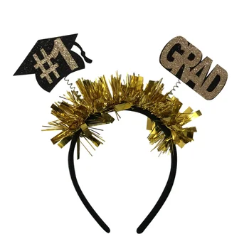 2 ks Grad List Headdress Mini Klobúk Vlasy Hoop Módne Štúdia Vlasy Ornament Tvorivé Jar Strany Príslušenstvo (Čierna a Zlatá