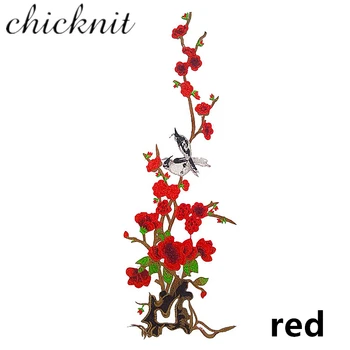 CHICKNIT ružová, červená, Vyšívané čipky kvet, vták škvrny oblečenie cheongsam Tanec Svadobné šaty príslušenstvo CC34
