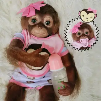 Opice Baby Doll Ručné Podrobné Farba Znovuzrodené Dieťa Opice Novorodenca Zberateľskú Umenie