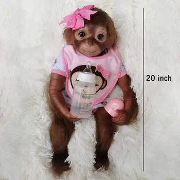 Opice Baby Doll Ručné Podrobné Farba Znovuzrodené Dieťa Opice Novorodenca Zberateľskú Umenie