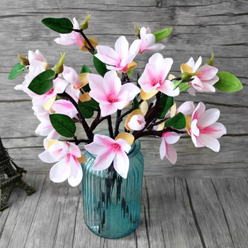 4 Hlavu Umelé rastliny Falošné Kvety Leaf Magnolia Kvetinový Svadobné kvety, Kytice umelé kvety, pre domáce dekorácie