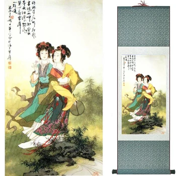 Pekná holka maľovanie Čínske Umenie Maľba Home Office Dekorácie Čínske maľby umenie obrázok maľovanie 2019072625