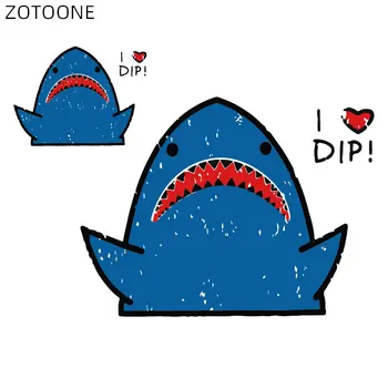 ZOTOONE Roztomilý Žralok Modrý Záplaty pre Deti Žehlička na Cartoon Zvierat Patch pre Oblečenie Nálepky DIY Tepla Prevody Vinyl Nášivka D