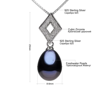 Nový Dizajn 925 Sterling Silver Chain Kubický Zirkón Black Sladkovodné Perly Náhrdelník Prívesok pre Ženy, Jemné Šperky Veľkoobchod FEIGE
