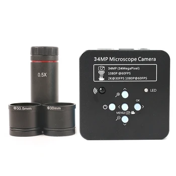 2K 34MP 1080P 60FPS HDMI USB Elektronické Priemyselné Mikroskopom Fotoaparát 0,5 X Okulára Adaptér 30 mm/30.5 m Krúžok pre Telefón PCB Opravy