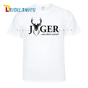 Jager ...bol denne inak! hunter parohy jeleňa T-shirt pánske tričko poľovnícky pes Mužov okolo Krku T-Shirt