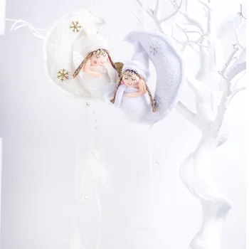 Vianočný Stromček Visí Anjel s Mesiacom Pierko, Dekorácie pre Domov Xmas Party Svadobné Ozdoby Kovové Prívesky, Vianočné Darčeky