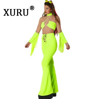XURU lete nové žien strapec jumpsuit dvoch-dielny sexy nočný klub farbou obväz jumpsuit oblek