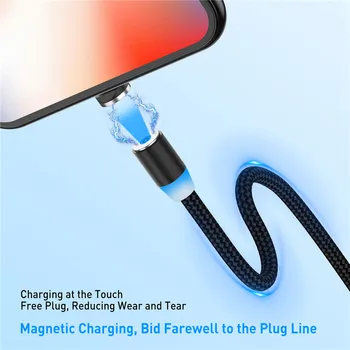 LED Magnetické USB Kábel Rýchle Nabíjanie USB Typu C Kábel Magnet Nabíjačku Údaje Poplatok Micro USB Kábel Mobilného Telefónu Kábel USB Kábel