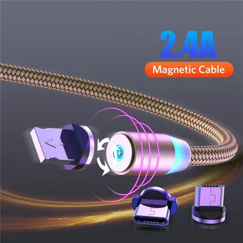 LED Magnetické USB Kábel Rýchle Nabíjanie USB Typu C Kábel Magnet Nabíjačku Údaje Poplatok Micro USB Kábel Mobilného Telefónu Kábel USB Kábel