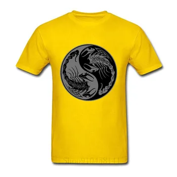 Retro štýl Šedej a Čiernej Scorpions Yin Yang T-Shirts Raglan Slim Fit Krátky Rukáv T Shirt Mužov Bavlna Tričko okolo Krku