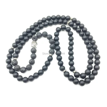 SN1247 Na Predaj Nový Dizajn Budha Náramok Trendy Prírodného Lávového Kameňa Matte Black Onyx Náramok 108 Malá Uzdravenie Jogy Šperky
