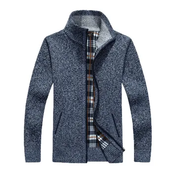 Plus Veľkosť Zahustiť Knitwear Sweater Mens Zips Zimné Outwear Módne Bežné Teplý Kabát Cardigan 2019 Nové K2