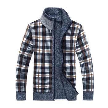 Plus Veľkosť Zahustiť Knitwear Sweater Mens Zips Zimné Outwear Módne Bežné Teplý Kabát Cardigan 2019 Nové K2