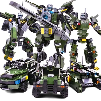 3 V 1 Transformovať Série Tank Hračka Robot Vozidla Transformáciu Robota Toy Model Stavebné Kamene, Tehly Deti Hračka 8721 8722 8723