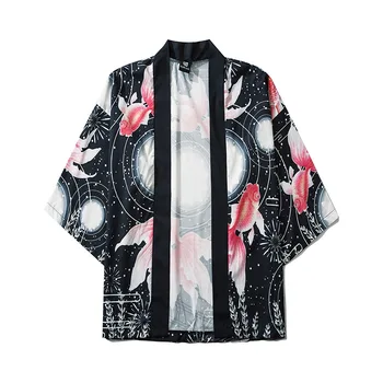 Japonské Kimono Tradičné Tlač Yukata Muži Ženy Kimonos Cardigan Mužov Femme Kabát Kimono Cosplay Kostýmy Unisex Voľnočasové Košele