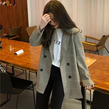 Prehoz Sako Žena kórejský Jar a na Jeseň Šaty 2020 Nový Britský Štýl Voľné Bežné Retro Malé Vyhovovali Office Suit Coats