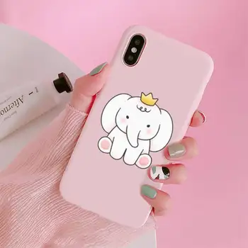 Farebné roztomilé zviera Slon Vták Králik Telefón Prípade Candy Farby Ružová pre iPhone 11 pro XS MAX 8 7 6 6 Plus X 5S SE 2020 XR