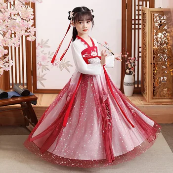 Čínske Tradičné Hanfu Kostým Gilr Dávnych Dynastie Han Orientálne Šaty Princezná Šaty Deti Eleganciu Tang Tanečné Nosiť