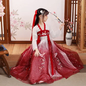 Čínske Tradičné Hanfu Kostým Gilr Dávnych Dynastie Han Orientálne Šaty Princezná Šaty Deti Eleganciu Tang Tanečné Nosiť