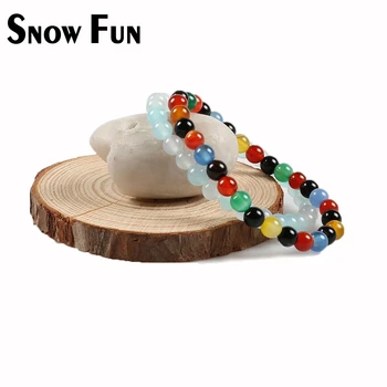 Snow Fun Hot Predaj 6 mm Multicolor Achát Korálky Populárne Náramok