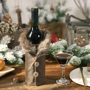 Roztomilý Bowknot Vianočné Fľaša Vína Kryt, Taška Na Vianoce Na Stole, Party Decor
