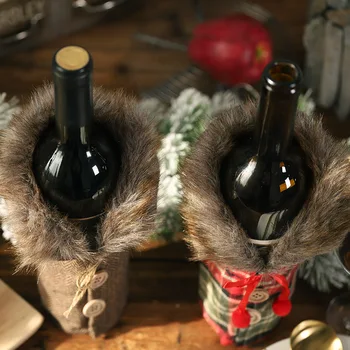 Roztomilý Bowknot Vianočné Fľaša Vína Kryt, Taška Na Vianoce Na Stole, Party Decor