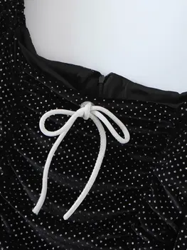Toppies Ženy Party Šaty, Sexy Black Velvet Mini Šaty Námestie Golier Dot Vestidos 2020