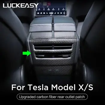 LUCKEASY Interiérové Doplnky Pre Tesla Model X tesla model s Auto Zadný výfuk dekoratívne patch reálne uhlíkových vlákien výbava