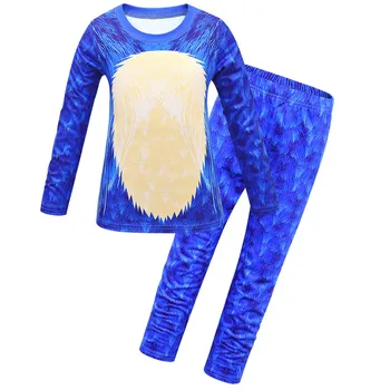 Anime Modrý oblek Sonic The Hedgehog Kostým Deti Hra Charakter Cosplay Halloween Kostýmy Pre Deti masky Deti Oblečenie