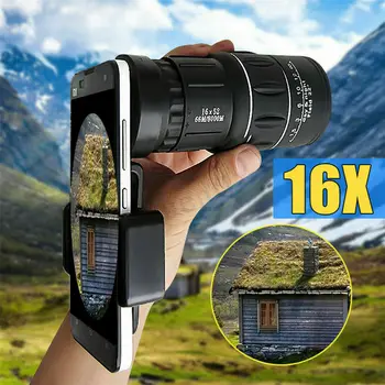 16x52 Monokulárne Ďalekohľad Objektív Kamery HD Rozsah Lovu Mobilný Telefón Majiteľa Mount