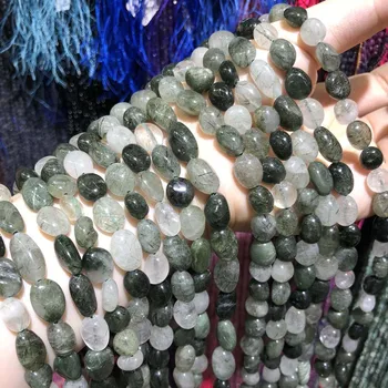 Prírodný Kameň Nepravidelných Zelená Rutilated Quartzs Voľné korálky Nosenie Šperkov, takže DIY Náhrdelník Náramok Príslušenstvo Veľkosť 8x10mm