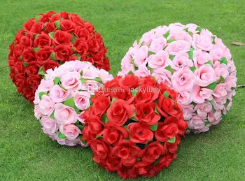 2017 Nové 50 cm Veľké Simulácia Hodvábne Kvety, Umelé Ruže Bozkávanie Loptu Na Svadbu Valentín Party Dekorácie Dodávky