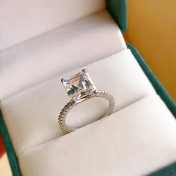 Luxusné 925 Sterling Silver Ženy Zapojenie Emerald Rezané Krúžky Simulované Diamond Svadobné Strieborný Prsteň Široký Šperky, Darčeky