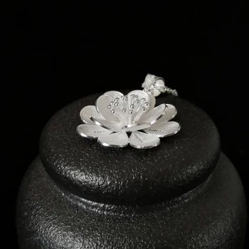 Kvet čakry 999 Mincový Striebro Prívesok Náhrdelník Ženy Miao Strieborné Prívesky Charms Ručné Módne Šperky, Luxusné Vyhlásenie